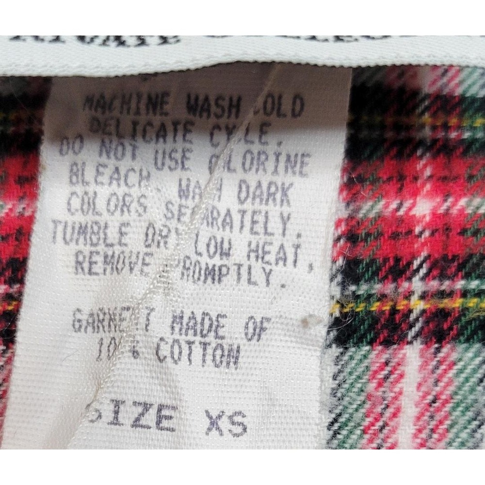 Vintage 80s plaid flannel crop tie shirt Designs by She oversized XS Country - Picture 6 of 8